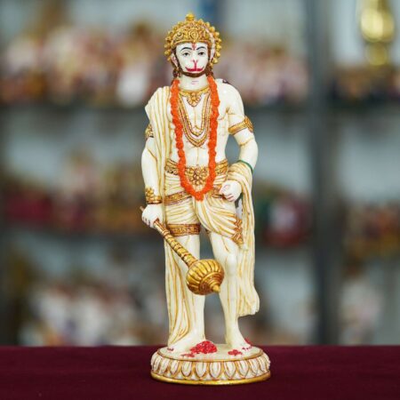 Marble  Handmade Hanuman Ji Idol For Home Décor Decorations For Living Room Handcrafted Showpiece For Décor ( 10 INCHES HEIGHT )